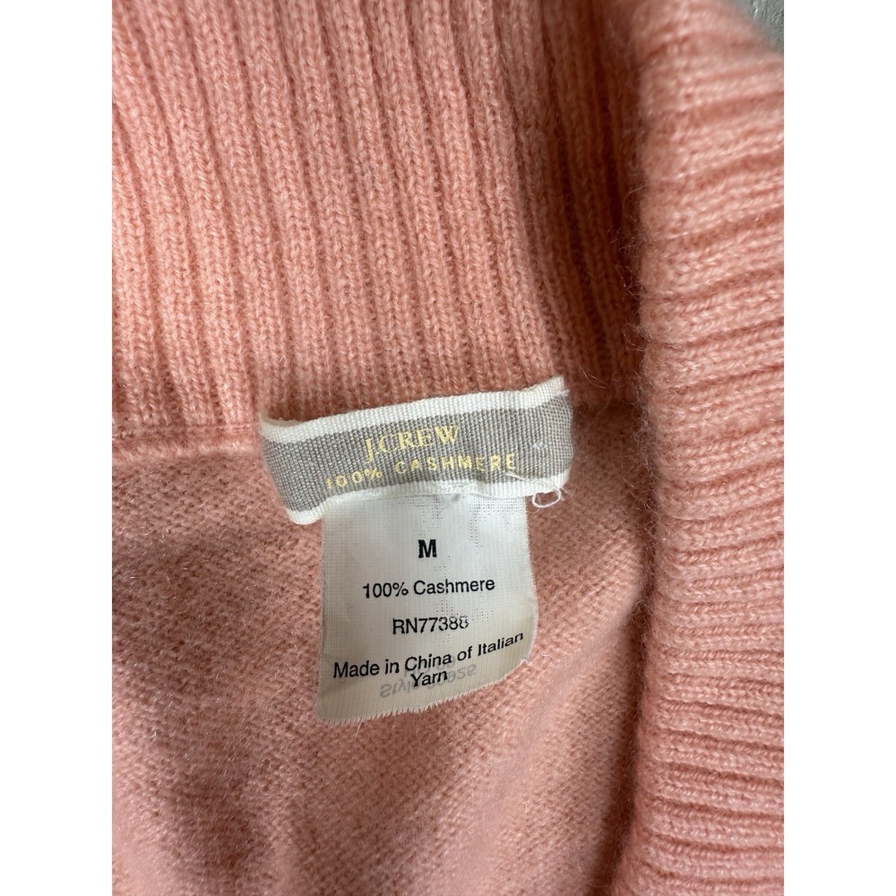 J Crew Cashmere Sweater Henley Medium Pink Y2K Retro Soft Preppy Classic - Picture 2 of 8